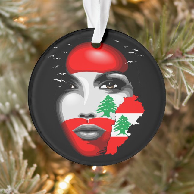 Drapeau et carte du Liban sur le visage de la fill (Arbre)