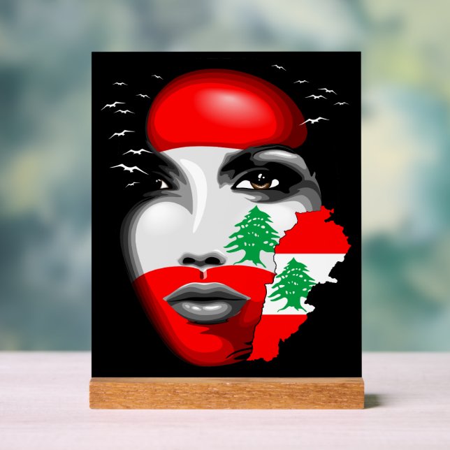 Drapeau et carte du Liban sur le visage de la fill (Neutre)