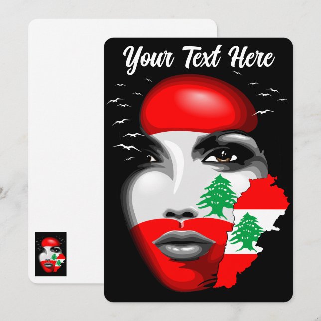 Drapeau et carte du Liban sur le visage de la fill (Devant / Derrière)