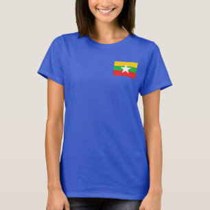 Drapeau et carte du Myanmar T-Shirt
