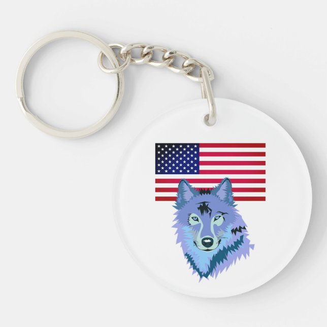 Drapeau Et Loup Américains (Devant)