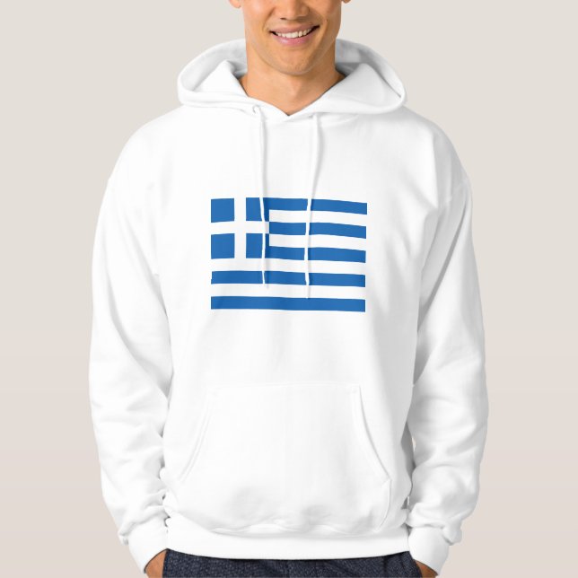 Drapeau grec Sweat - shirt à capuche blanc (Devant)
