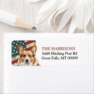 Drapeau Grunge USA Corgi Chien