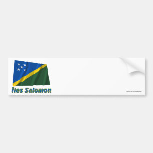Drapeau Îles Salomon avec le nom en français Bumper Sticker