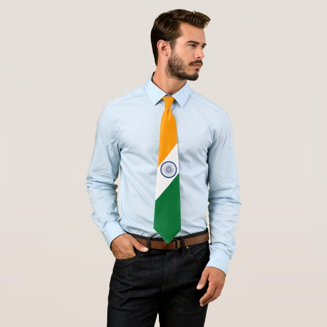 Drapeau indien Fête de l'Indépendance Cravate masc (En situation)