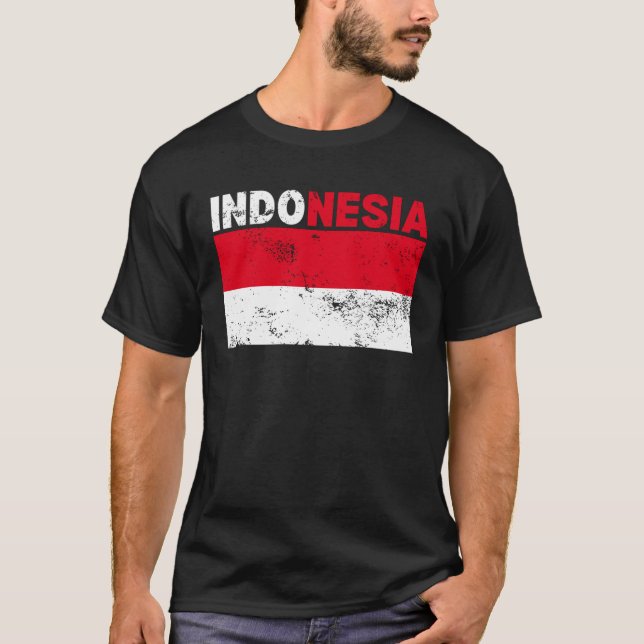 Drapeau indonésien T-shirt Vintage (Devant)