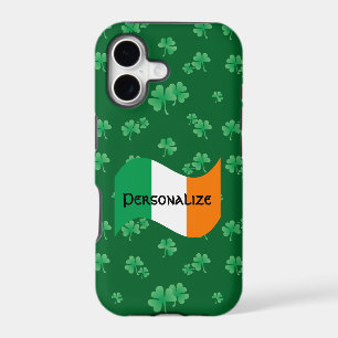 Drapeau irlandais avec motif de trèfle