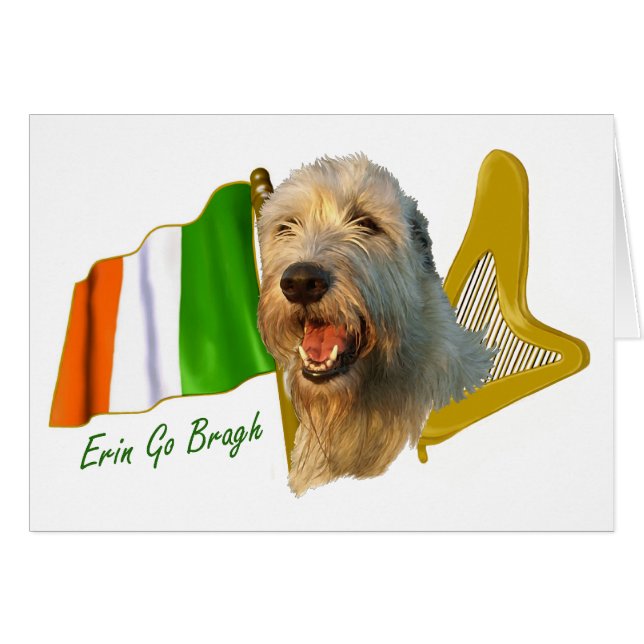 Drapeau irlandais et harpe de chien-loup irlandais (Devant Horizontal)
