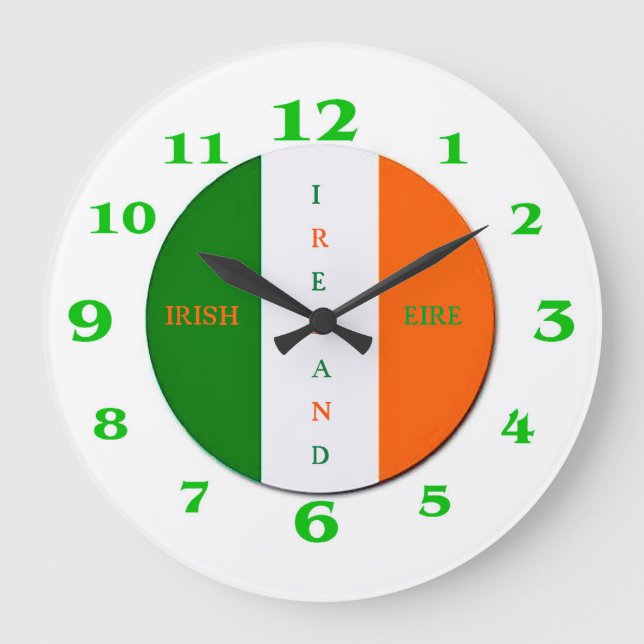 Drapeau irlandais pour horloge ronde à grand mur (Recto)
