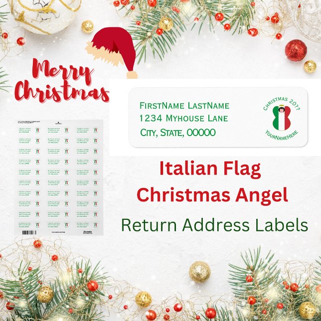 Drapeau italien Ange de Noël Adresse de retour (Créateur téléchargé)