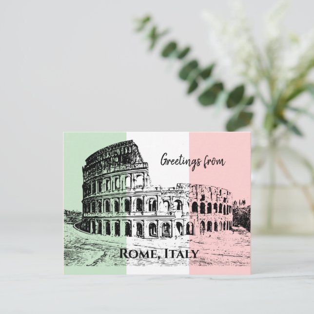 Drapeau italien Couleurs Colisée Design Carte post (Debout devant)