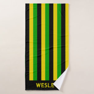 Drapeau jamaïcain couleur noir jaune vert rayé