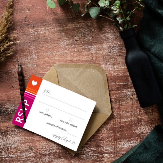 Drapeau lesbienne romantique rayures mariage RSVP (Créateur téléchargé)