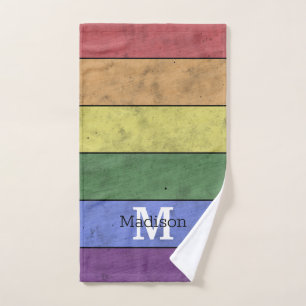 Drapeau LGBT vintage fierté monogramme arc-en-ciel