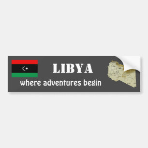 Drapeau Libye + Sticker de pare-chocs Carte
