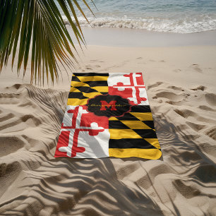 Drapeau Maryland Monogramme Serviette de plage per
