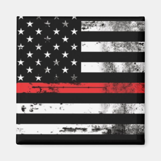 Drapeau mince de la ligne rouge Pompier Magnet (Devant)