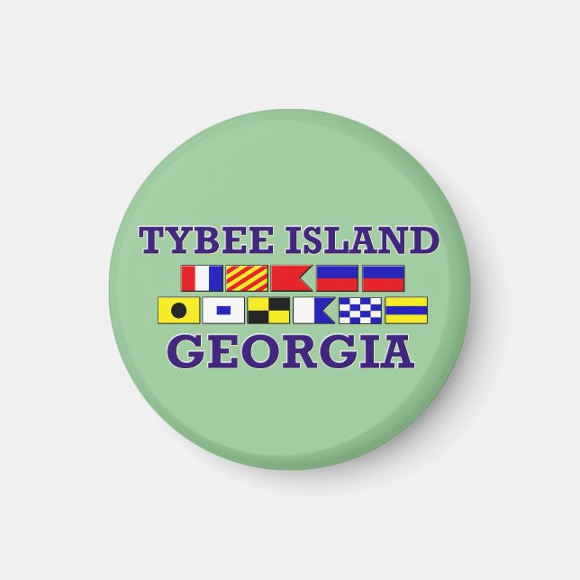 Drapeau nautique de l'île Tybee - Magnet rond (Devant)
