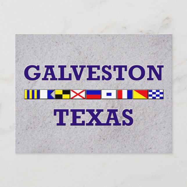 Drapeau Nautique Galveston - Carte Postale Sable (Devant)