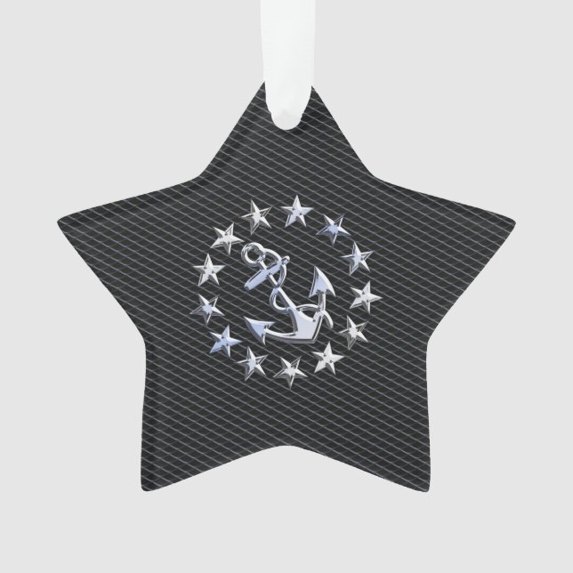 Drapeau Naval Yacht Ancre et étoiles (devant)