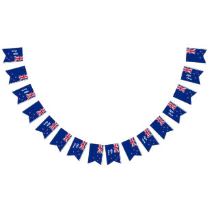 Drapeau néo-zélandais et bannière du parti Kia Ora