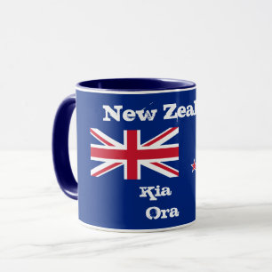 Drapeau néo-zélandais & Kia Ora, tasse de café 