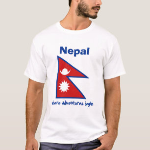 Drapeau Népal + Carte + Texte T-shirt