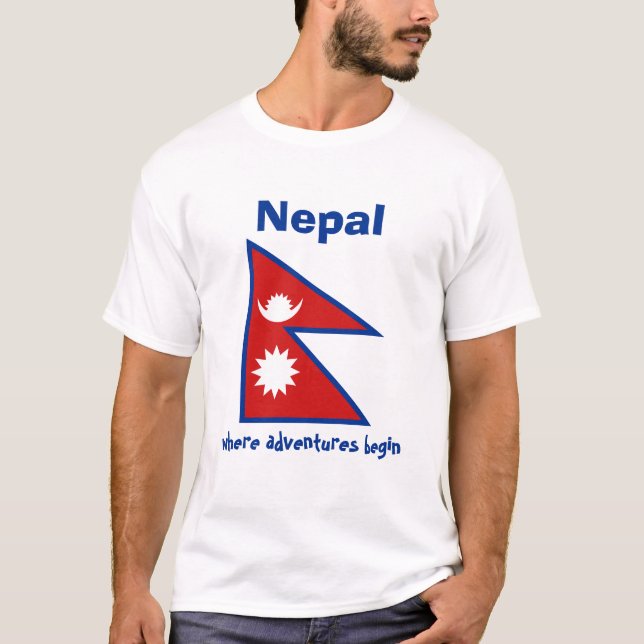 Drapeau Népal + Carte + Texte T-shirt (Devant)