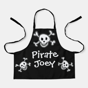 Drapeau noir de pirate et tablier d'os pour enfant