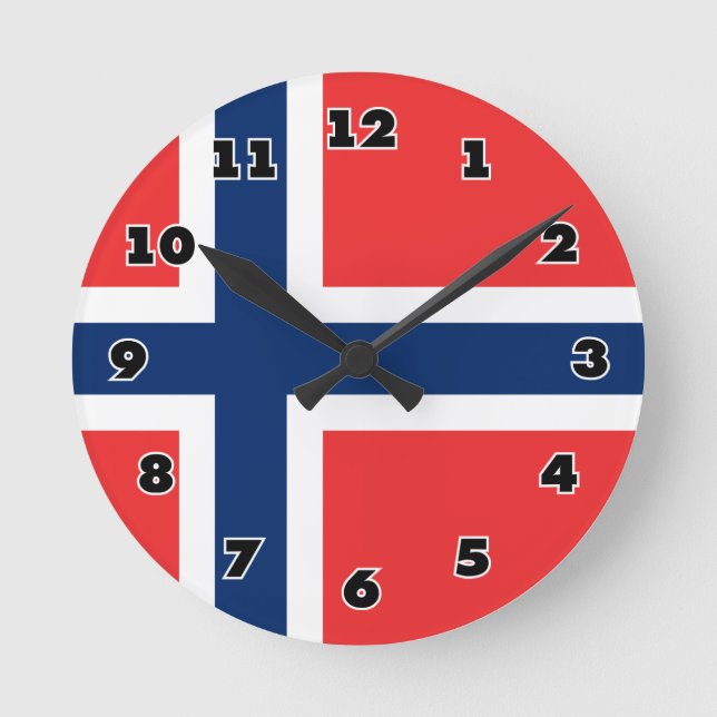 Drapeau norvégien coutume horloge murale ronde (Recto)