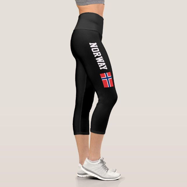 Drapeau norvégien de sport élevé Capri leggings (Droite)