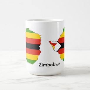 Drapeau orienté du Zimbabwe et tasse de carte