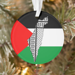 Drapeau palestinien et carte avec Motif Keffiyeg