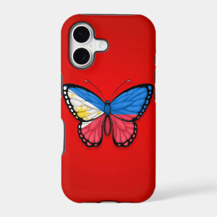 Drapeau papillon philippin sur fond rouge