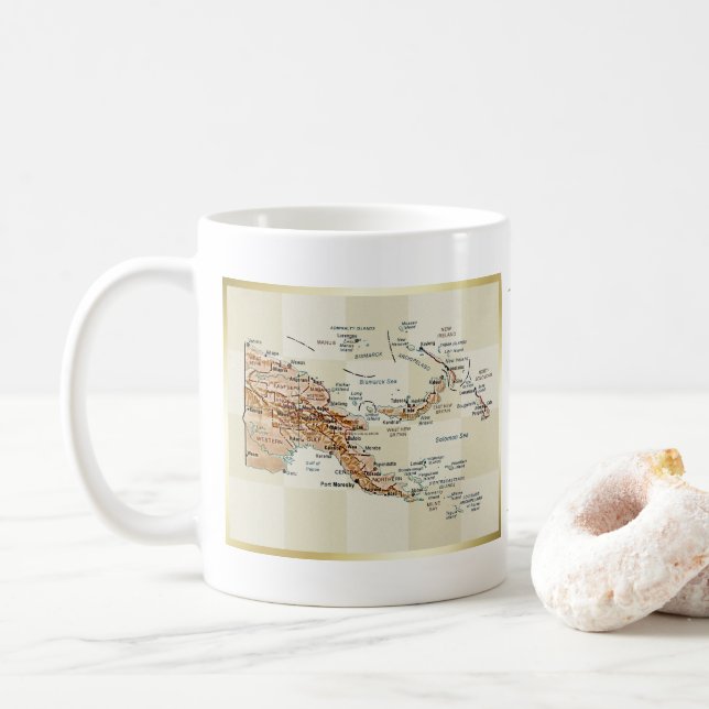 Drapeau Papouasie-Nouvelle-Guinée + Plan Mug (Avec donut)