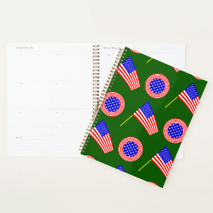 Drapeau patriotique américain Motif sur vert
