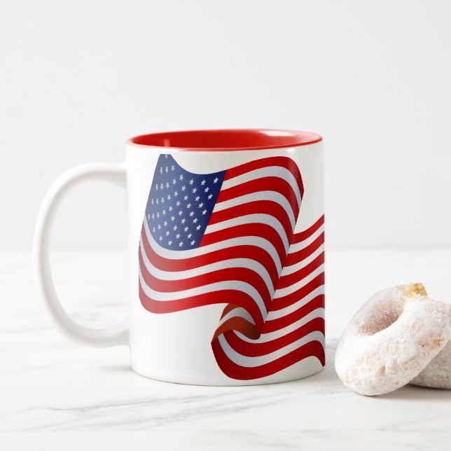 Drapeau Patriotique Café Mug (Avec donut)