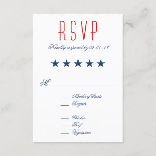 Drapeau patriotique des Etats-Unis épousant RSVP