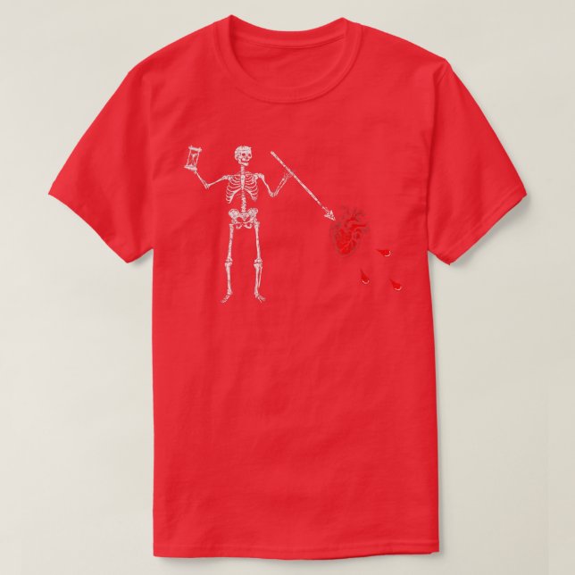 Drapeau pirate de barbe noire squelette de t-shirt (Design devant)