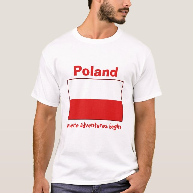 Drapeau Pologne + Carte + Texte T-shirt (Devant)