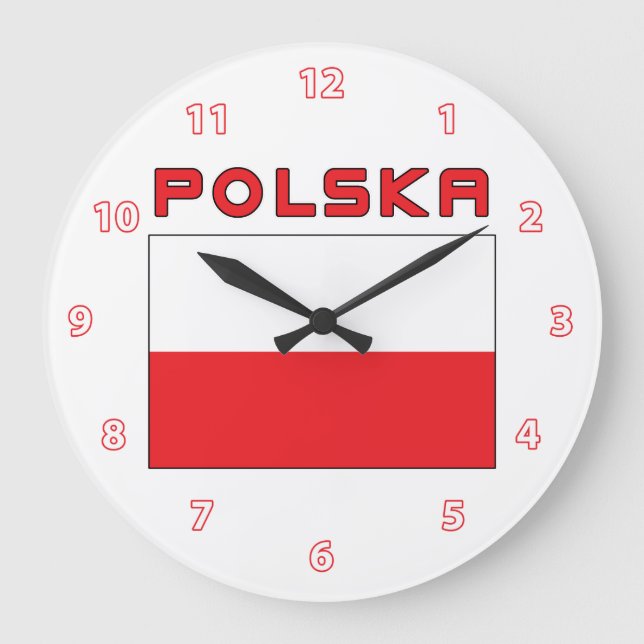 Drapeau Polonais Avec Horloge Mur Polska (Recto)