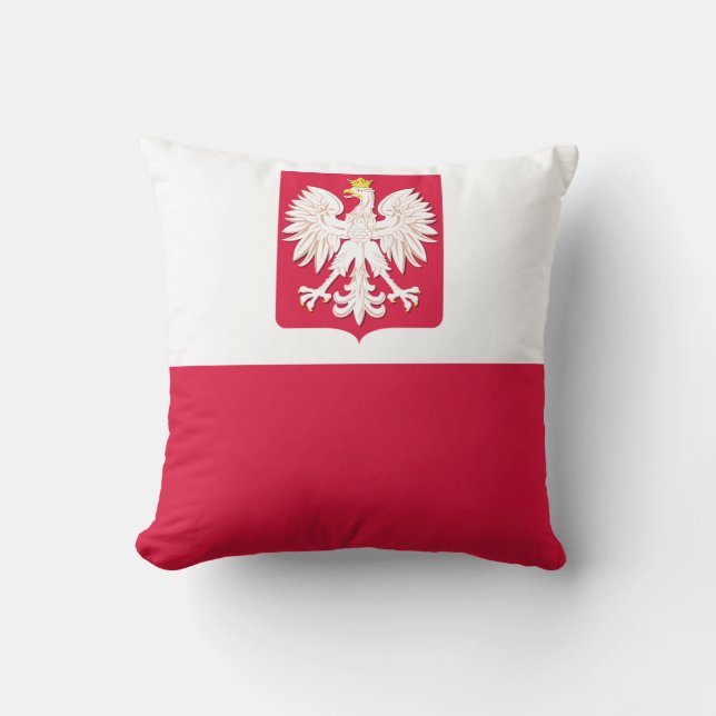 Drapeau polonais avec le manteau du coussin de (Recto)