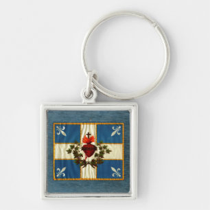 Drapeau Québec antique Carillon Sacré-Coeur Keychain