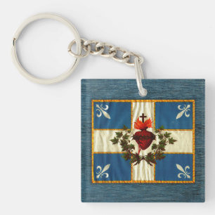 Drapeau Québec antique Carillon Sacré-Cœur Keychain