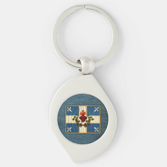 Drapeau Québec antique Carillon Sacré-Cœur Keychain (Front)