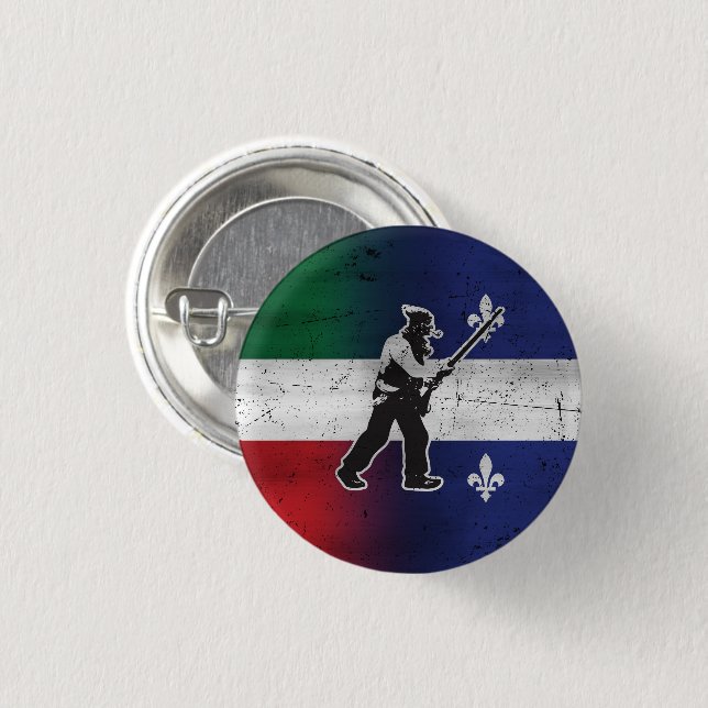 Drapeau Québec et Patriote Henri Julien érodé 1 Inch Round Button (Front & Back)