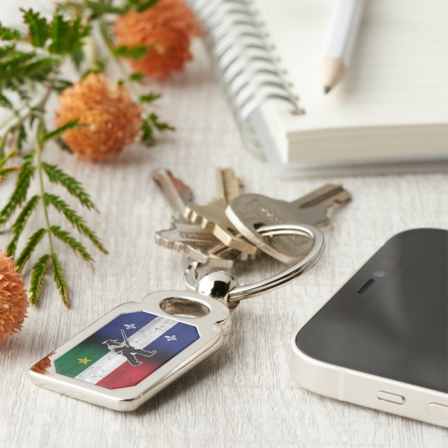 Drapeau Québec et Patriote Henri Julien érodé Keychain (Side)