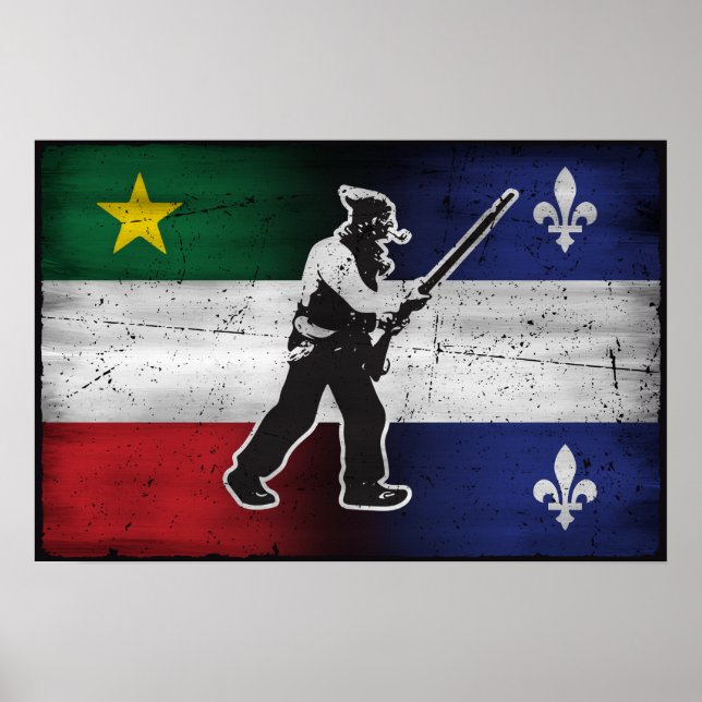Drapeau Québec et Patriote Henri Julien érodé Poster (Front)