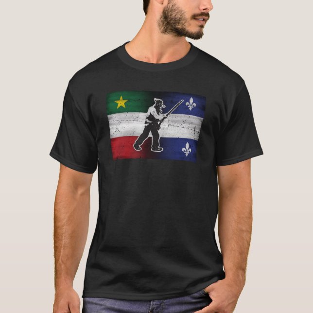 Drapeau Québec et Patriote Henri Julien érodé T-Shirt (Front)