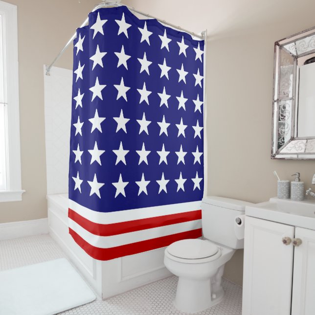Drapeau rideau de douche - Décor de bain patriotiq (En situation)